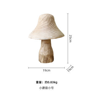 Rustic Wooden Mushroom Decorative Figurine for Living Room Yard Tabletop Decoration Simple Modern Style Creative Home Decor