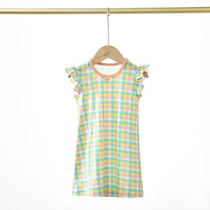 Girl Nightdress Pure Cotton Kids Short Sleeve Pajamas Princess Style Baby Girl Sleeping Dress Cute Thin Dress Summer