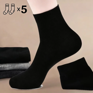 5 pairs of mens mid-calf socks pure cotton sweat-absorbing odor-resistant autumn/winter business socks for all seasons