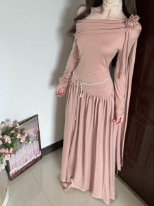 CHANGTONG | French Style Asymmetric Shoulder Slimming Dress Spring