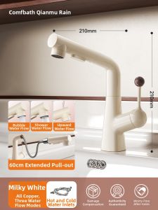 QIANMUYU | Vintage Style Pull-Down Dual-Temperature Basin Faucet