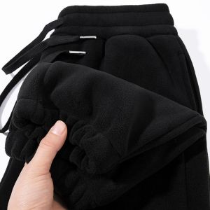 American Retro Double-Faced Fleece Drawstring Sweatpants Mens Casual Trousers Autumn Winter Fashion Brand Elastic Waist