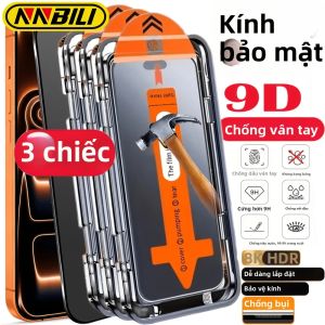 NNBILI 3 Miếng Dán Bảo Vệ Màn Hình Chống Trộm Thông Tin Kính Cường Lực Full Coverage Cho iPhone Các Dòng 17 16 15 14 13 12 11 Pro Max Plus 17e 16e XS Max