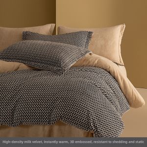 shui yang | Carved Thickened Milk Velvet Warm Bedding Set