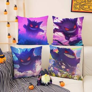 Bandai | Pokemon Anime Characters Plush Pillow Cover Soft Short Plush Cushion Cover For Sofa Bedroom Living Room Home Decor Gift
