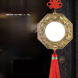 Tai Chi Zodiac Mirror Small Hanging Decoration Flat Wedding Bride Tai Chi Amulet Hall Entrance Ornament Handmade Alloy Craft