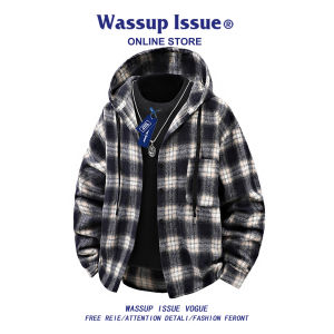 WASSUP ISSUE | American Retro Plaid Hooded Shirt Mens Casual Loose Spring Autumn