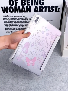 Pink Cute Puppy Case For iPad 10th Gen iPad 9th Generation 11th Gen Case 7th 8th Case iPad MIni6 Mini7 Case For iPad M2 Air 11 / 13 Air 5 Air 4 M4 Pro 11 Pro 12.9 13 inch Y-shaped Ultra-thin case With Pencil holder Protective Back Cover