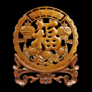 Double Fish Happiness Ornaments Wooden Carving Plum Wood Entrance Home Decoration Art Crafts Good Luck Fortune Decorations