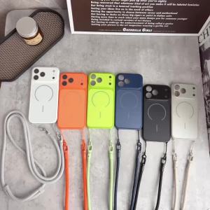Official Magnetic Lanyard Case For iPhone 17 Pro Max 18 14 15 16 Shockproof Candy Crossbody Neck Cord Strap Litchi Skin PC Cover