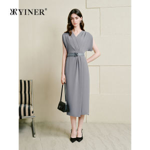 Summer Elegantly Stylish V-Neck Pleated Sash-Belted Dress