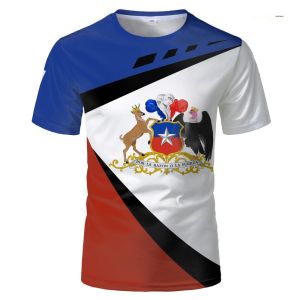 ฤดูร้อนผู้ชายกีฬาBreathableเสื้อยืดผู้ชาย 3Dพิมพ์ชิลีรูปแบบธงฤดูร้อนกีฬากลางแจ้งการฝึกอบรมQuick Drying T-S