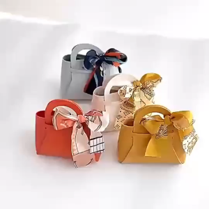 YAHOOO Wedding Gift Box Leather Gift Bag with Ribbon for Candy Goodies Cookies