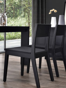 Modern Simple Black Wooden Dining Chair Nordic Style Home Restaurant Adult Back Chair Non-Adjustable Wooden Seat No Cushion