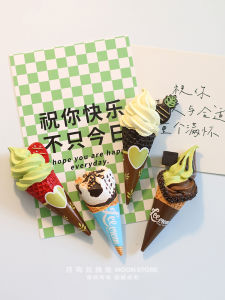 Moon Exchange Office Cute Ice Cream Refrigerator Magnet Creative Decorative Conical Iron Stone Fruit Pattern Home Decor