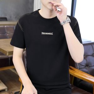 HENGYUANXIANG | Hengyuanxiang Mens Short Sleeve T-Shirt Loose Fit Thin Round Neck Summer Fashionable Casual Cotton Polyester Blend Top