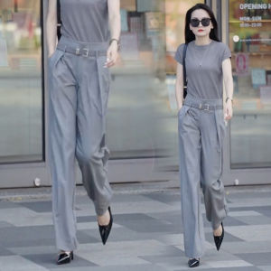 Quần Ống Rộng Thời Trang Cho Nữ Cạp Cao Mùa Xuân Hè Mới Nhỏ Gọn Thanh Lịch Quần Tây Ống Đứng Ôm Sát