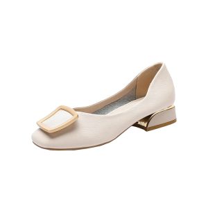 Agsdon | French Style Easy Slip-On Leather Shoes Coarse Heel