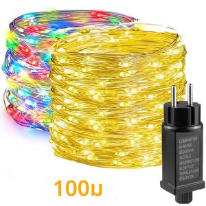 Super Bright LED String ทองแดงสายไฟ AC 220V To DC 24V EU แหล่งจ่ายไฟ Warm White/RGB Led Night Light สําหรับตกแต่งวันหยุด