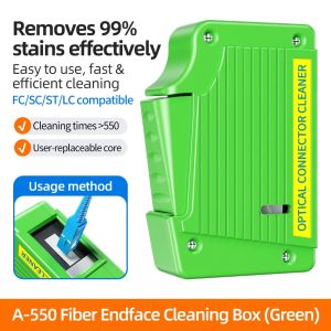 A-550 Fiber End Face Cleaning Box Pigtail Cleaner Cassette Fiber Wiping Tool Ftth Optic Fiber Cleaner Tools SC/ST/FC