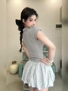 CHANGTONG | Slim Waist Puff Skirt Dress Small Size