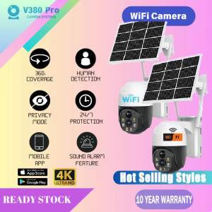 BUY 1 TAKE 1 V380 Pro Solar CCTV Camera Wifi Connect 360 CCTV Outdoor Waterproof Night Vision Two-Way Voice IP Security Cameras