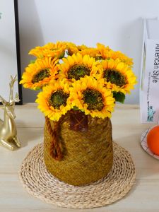 Artificial Sunflower Silk Flower Bouquet Decorative Home Accessories Living Room Arrangement Chinese Style Ornament Flower Basket