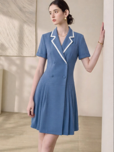 Roey s house | Elegant Professional Blue Dress for Women Large Flare Suit Dress