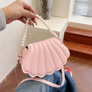 Fashionable Shell Shaped Handbag Womens Crossbody Bag Pearl Chain Handle Elegant Design 2025 New Style Womens Bag