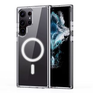 Original For Magsafe Magnetic Case for Samsung Galaxy S24 S21 S23 FE S22 Plus Ultra Wireless Charging Shockproof Clear Cover