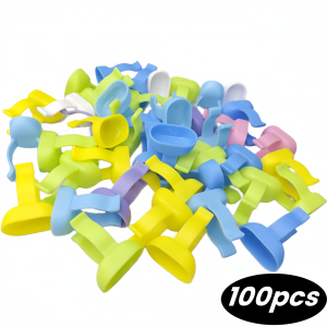 100pcs Dental Mixing Rings - Silicone Prophy Paste Holders Disposable Dappen Dish Cups for Dentistry (Assorted Colors)
