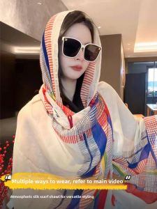 BILLI ZILLY | Ethnic Style Sun Protection Shawl Vintage Button Tassel Cover Up 2025 New Autumn Season Lightweight Breathable Silk Scarf