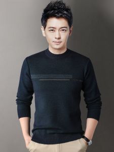 ROMON | Lormen Mens Knitted Sweater Thickened Slim Fit Casual Round Neck Winter Warm Fashionable City Style Long Sleeve Knitwear