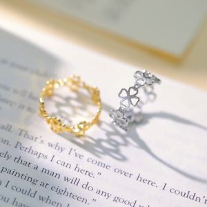 SKYRIM Womens Ring Loop Clover Pattern Ring Couple Ring Fashion Jewelry