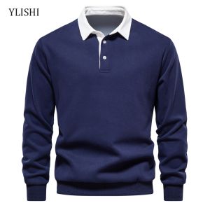 Áo Hoodie Cổ Polo Dài Tay Thời Trang Thường Ngày Đa Năng Cỡ Lớn Cho Nam Mùa Thu 2025 Vải Polyester Áo Phông Công Sở Thoải Mái