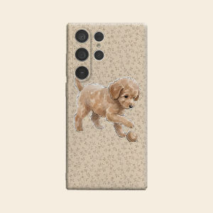 Beige Puppy Floral Print Luxury Fashion Full Lens Protective Case for Samsung Galaxy S26 S25 S24 A56 A36 Plus Ultra