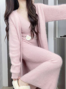 Fashionable French Elegance Knit Dress Suit