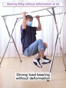 2 Rod/3 Rod High Quality Hanger Stand Stainless Steel Windproof Clothes Rack Stand Heavy Duty Foldable Indoor Outdoor Drying Rack