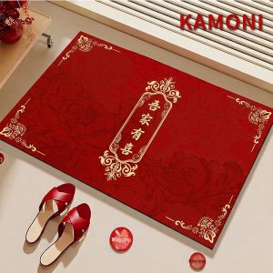 KAMONI | Wedding Red Happiness Door Mat Bathroom Water Absorption Slip Resistant