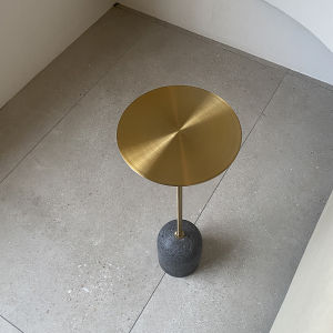 Nordic Mini Cave Stone Coffee Table Designer Luxury Living Room Sofa Side Table round Corner Table Marble Master Design Metal