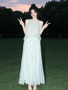 PEIZIXUAN | Chinese Style Green Camisole Dress Summer