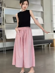 [🚚จัดส่งจากกรุงเทพฯ] กางเกงเด็กตรงสำหรับเด็กผู้หญิง 3-14 หลวมระบายอากาศสบายกางเกงเด็ก