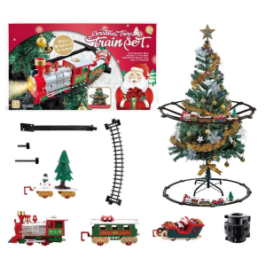 Christmas Realistic Electric Train SetEasy To Ass-emble & Safe For Kids Gift & Party Home Xmas Tree Decoration