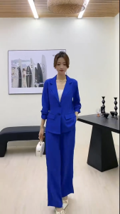 Shop Haul Womens Formal Blazer & Trouser Set Long Sleeve Suit Coordinates Wide-Leg Pants with Gartered Waist Casual & Corporate Wear Sizes S-3XL *4102