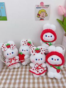 Móc Khóa Balo Bé Thỏ Trắng Dâu Tây Đáng Yêu Gấu Bông Lông Mịn Cinamoroll Mặc Váy Đồ Chơi Búp Bê