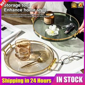 【ส่งจากไทย+COD】ถาดตกแต่งถาดออแกไนเซอร์กล่องเก็บเครื่องสำอางตกแต่งบ้านแผ่นกาแฟเทียนชั้นเก็บสก์ท็อปรอบชั้นวาง