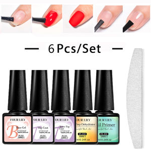 6pcs Complete Nail Care Set - Dehydrator Primer Top Matte Top & Base Gel Nail File For Long-lasting Gel Nail Polish Vernis