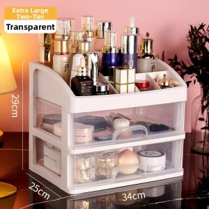 Clear Plastic Drawer-style Desktop Storage Box for Cosmetics and Skincare