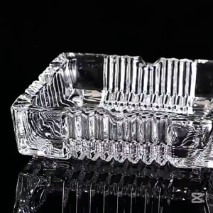 Premium Square Crystal Glass Ashtray Multi-purpose Decorative Cigarette Ash Holder for Home Office Hotel Glass Ashtray Bekas Abu 高级方形水晶玻璃烟灰缸
