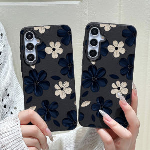 Phone Case for Samsung Galaxy S26 S25 S23 Ultra S24 FE A57 A56 A55 A54 5G A07 A06 4G Cases Blue White Flowers Retro Floral Print